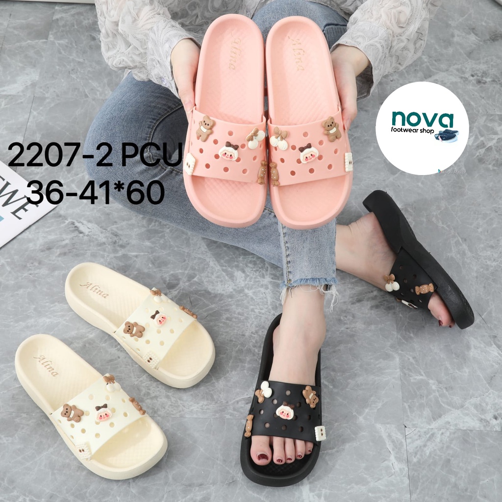 Sandal Jelly Korean Impor Jelly Soft Slipper Anti Slip Elastic Empuk PVC 2207-2 Balance