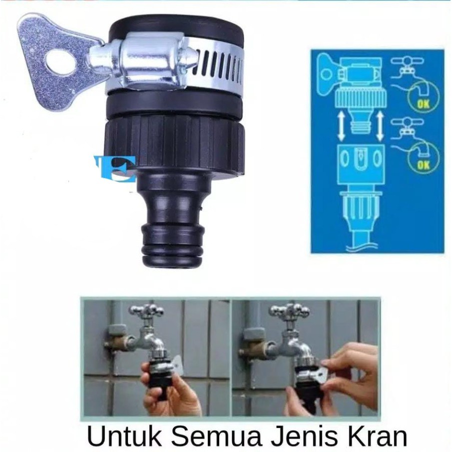 MAXPUMP KONEKTOR HITAM Konektor Selang Xhose Keran Kran Universal Tap Adaptor Quick Connector Termurah