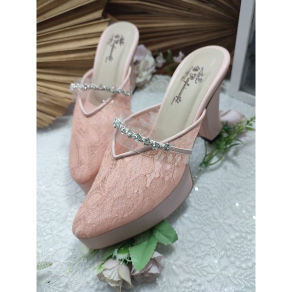 sepatu Azwa peach tinggi 10cm tahu