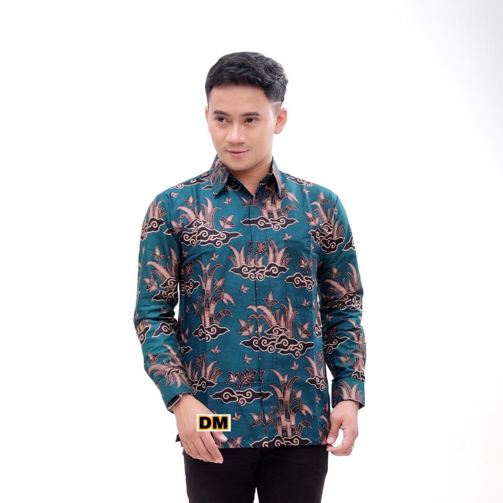 MURAH BATIK KEMEJA HEM PRIA MOTIF KEMBANG GEDE HITAM KEMEJA SERAGAM PEKALONGAN ALKHALIS ML XL XXL