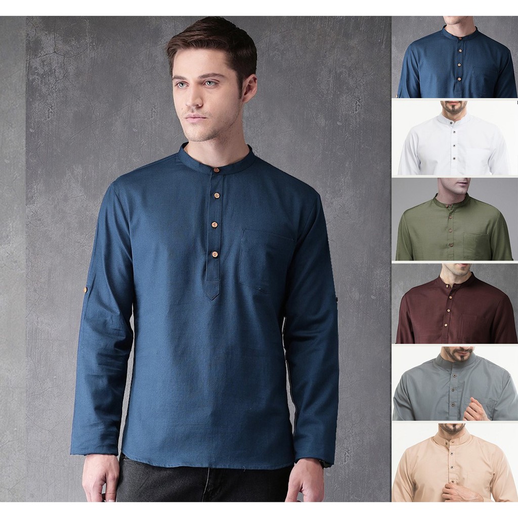 Baju Koko Haidan Bahan Fodu Lengan Panjang Bahan Fodu adem di pakai Koko Muslim Pria Original Distro