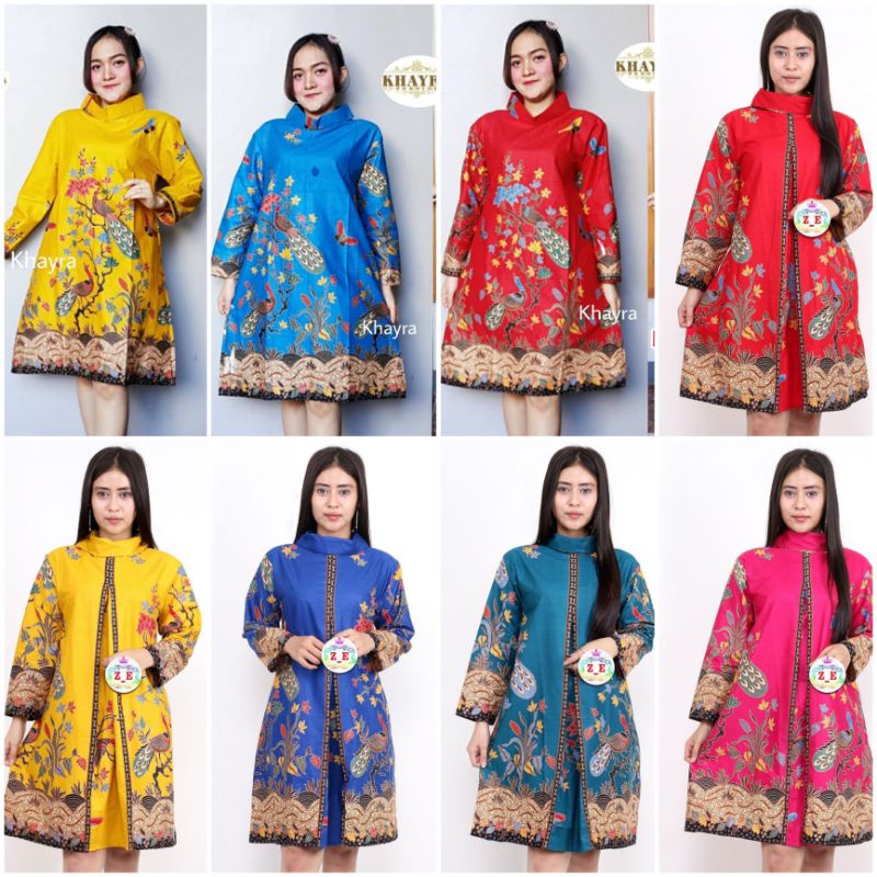 Tunik batik merak kuning biru merah tunik merah unggul jaya tunik jumbo