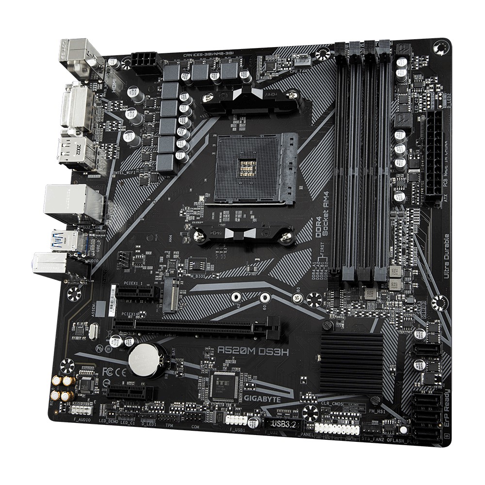 Gigabyte Motherboard A520M DS3H M.2 Slot, Supports AMD Ryzen 5000 Series