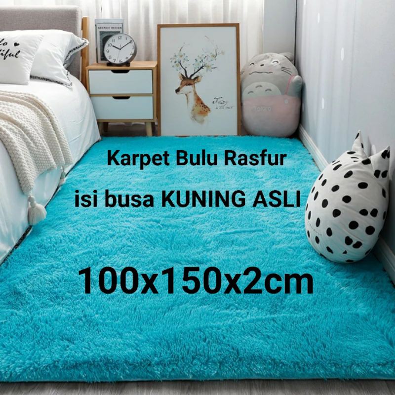 Karpet bulu rasfur isi BUSA KUNING ASLI 100x150x2cm KARPET MANTAP