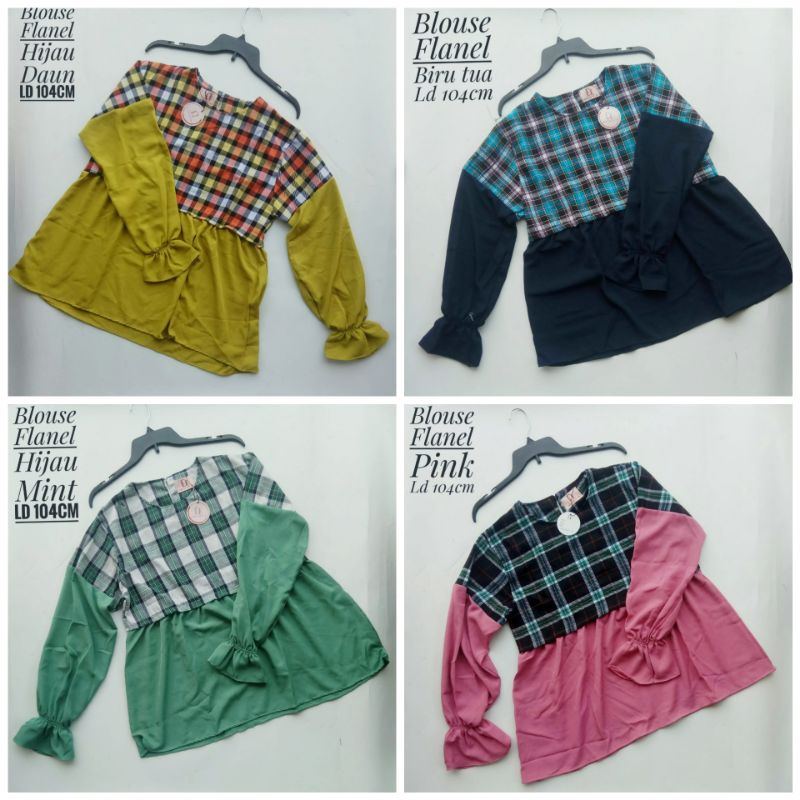 blouse flanel wanita/blouse kotak