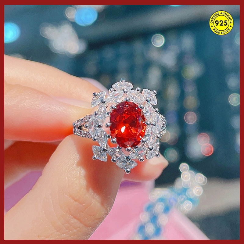 Cincin Sterling Silver 925 Model Terbuka Bisa Disesuaikan Dengan Permata Berwarna Untuk Wanita