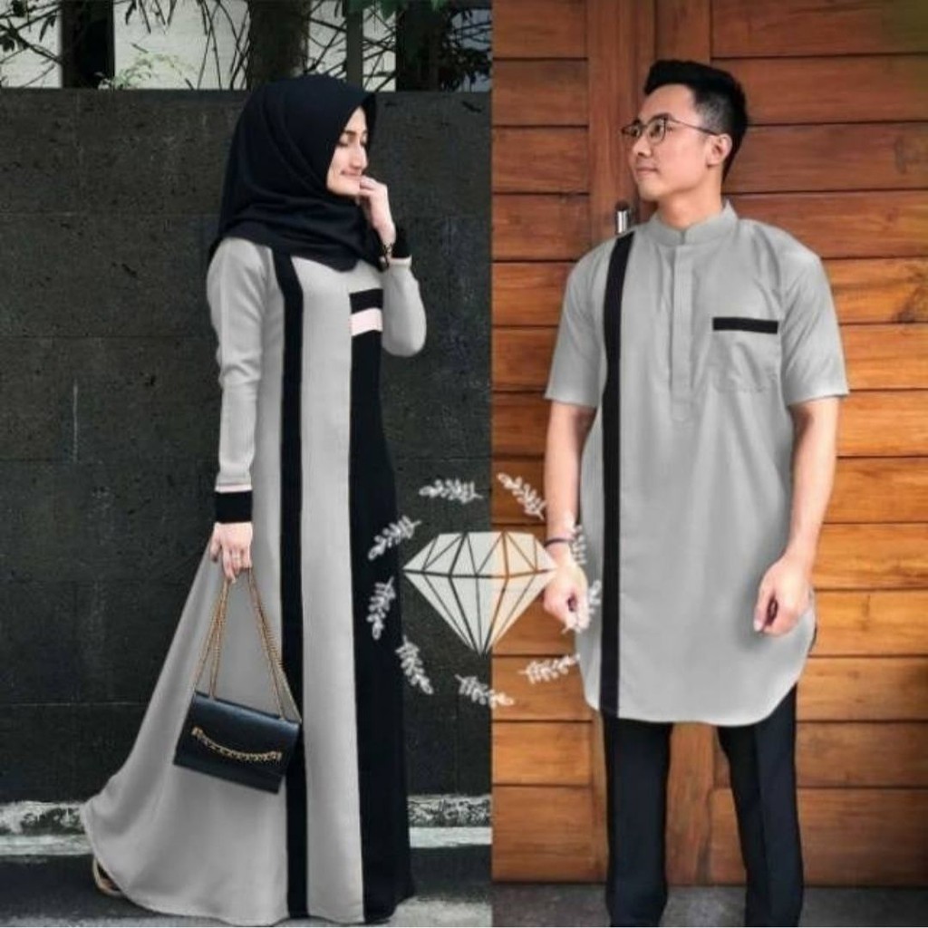 Couple sohma SARIMBIT LEBARAN HAFIZ &amp; HAFIZAH FAMILY - COUPLE GAMIS ARIELLUNA - GAMIS LEBARAN