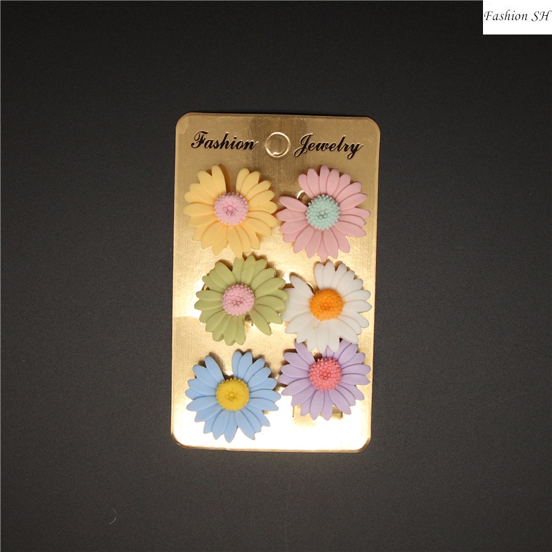 6pcs Bros Pin Bentuk Bunga Daisy Cherry Blossom Kombinasi Bahan Plastik M70068