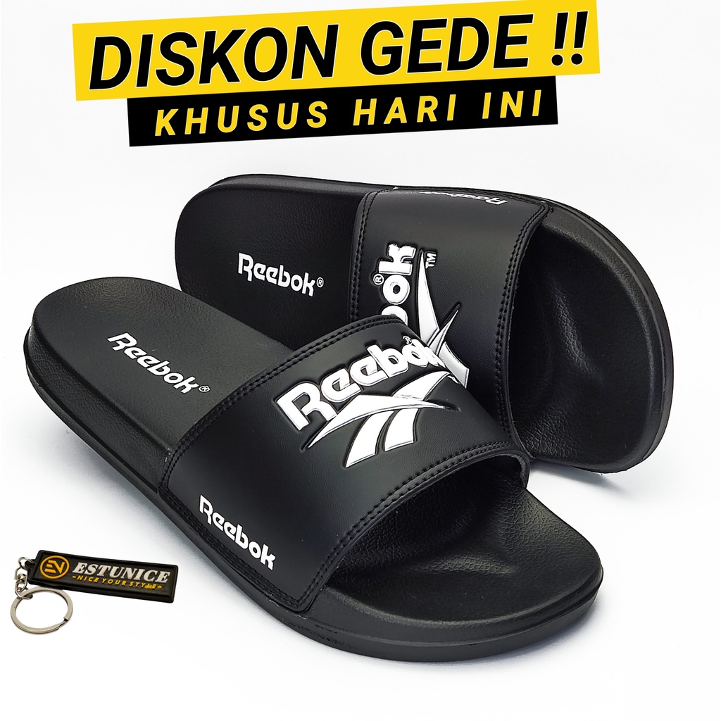 Sandal Sendal Slop Selop Slip On Slide Pria Wanita Cowok Cewek Laki Laki Casual Kekinian Murah CP-Reebok