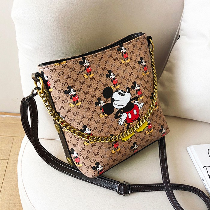 RYX - Monogram Mickey Tas Selempang Gold Chain Casual - Ori Import