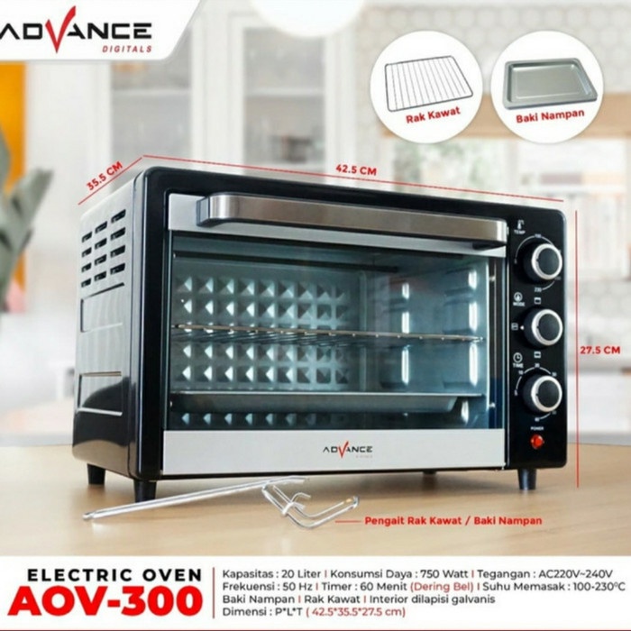 Oven Listrik Advance 20 Liter AOv 300 rijek dus cuci gudang
