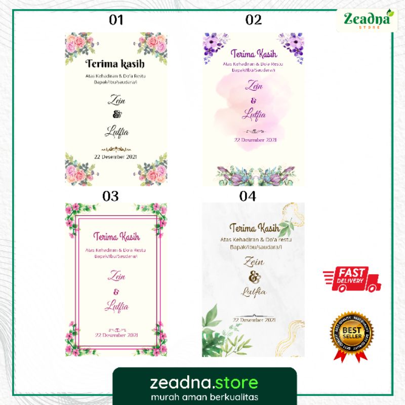 Kartu Ucapan Wedding Kartu Terima Kasih Wedding Kartu Souvenir