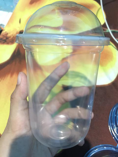 Gelas Oval 16 Oz Dengan Tutup Cembung @ 40 Pcs