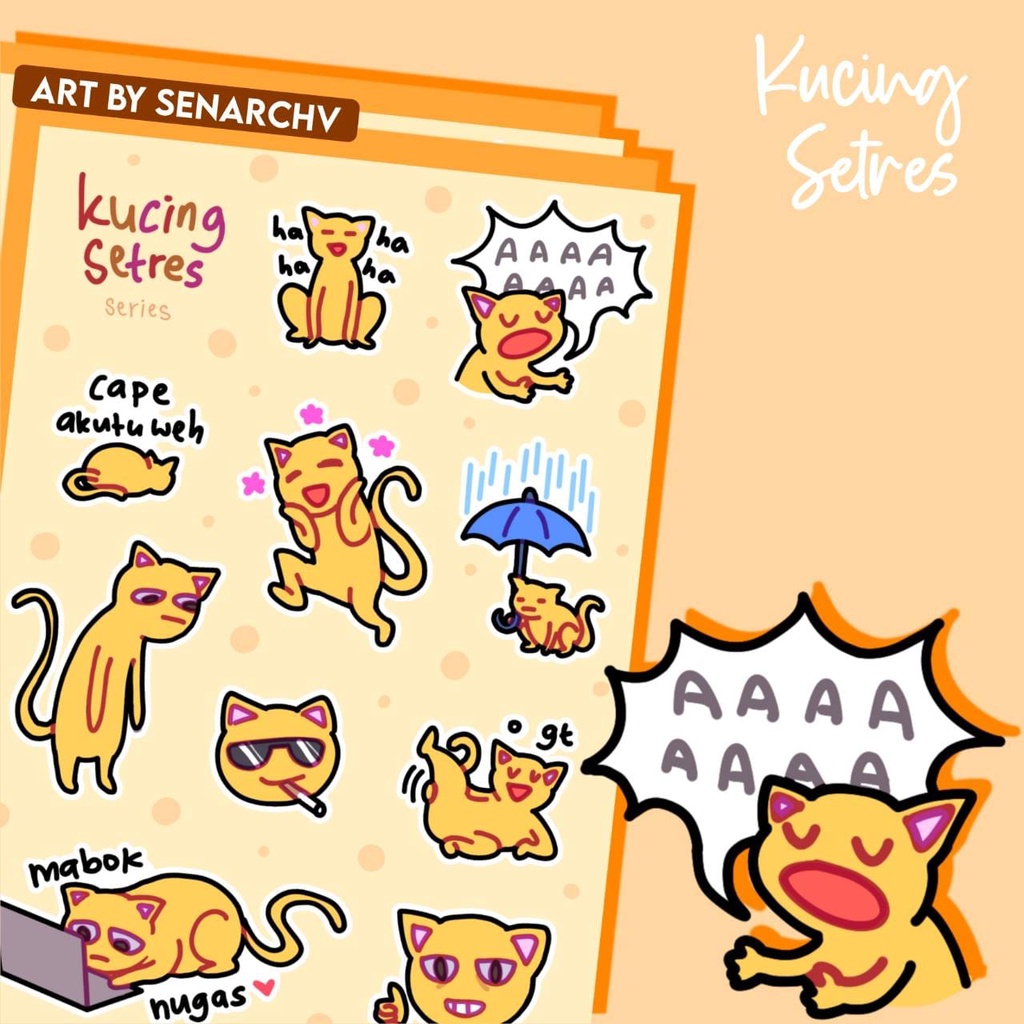 

Sticker Art Sticker KUCING SETRES Sticker KUCING STRESS Sticker BTS in The Shop Sticker Art By Senarchv Sticker ukuran A6