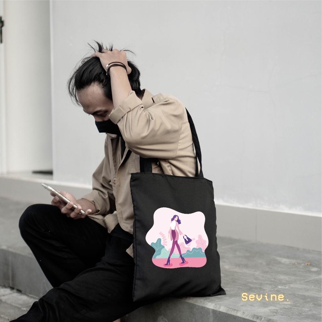 Sevine Totebag Tas Wanita Tote bag Resleting Girly Black Series - CG4