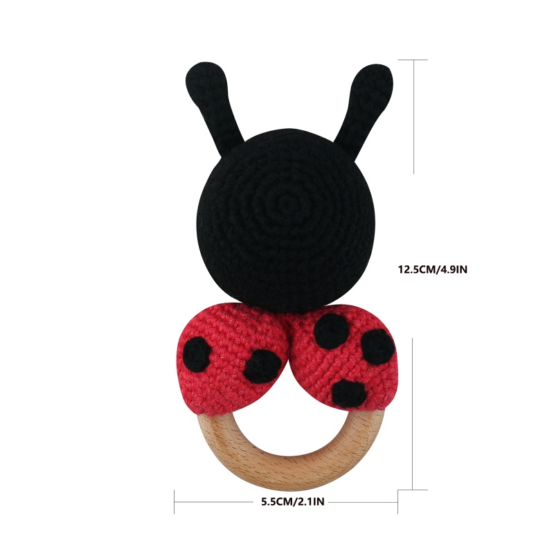 Mary 1pc Mainan Rattle Teether Kayu Alami Bentuk Kumbang Untuk Bayi