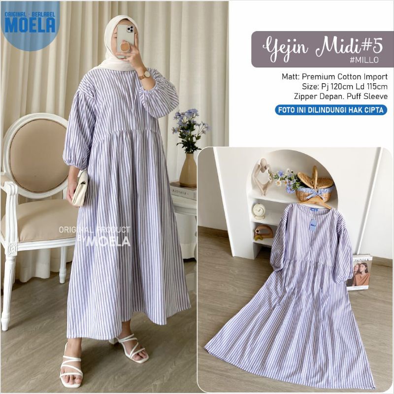 Yejin midi moela original midi dress motif salur