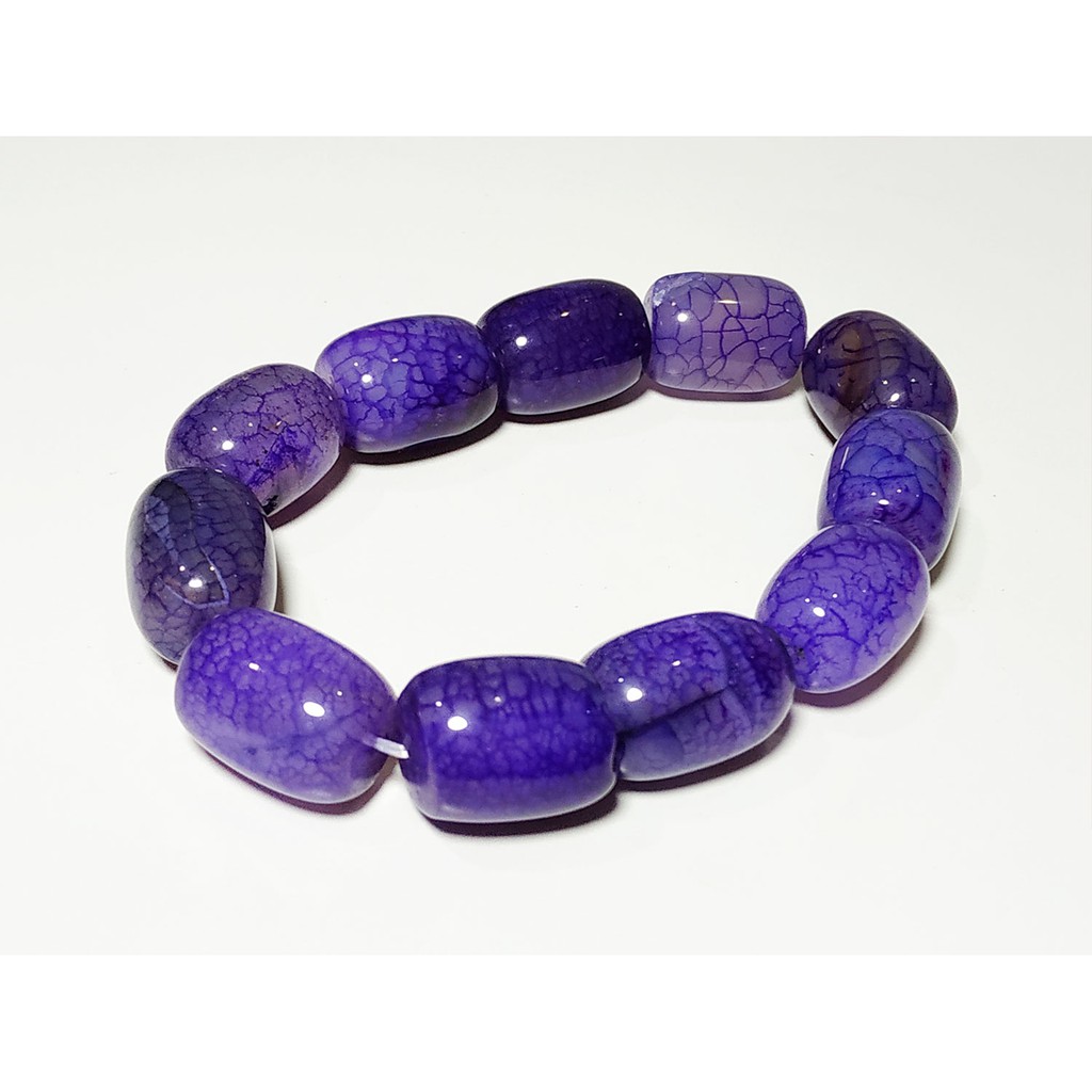 VeE Gelang Pria Wanita Batu Giok Ungu Muda Corak Pecah Seribu Dim 18x13 - Gelang Terapi Kesehatan