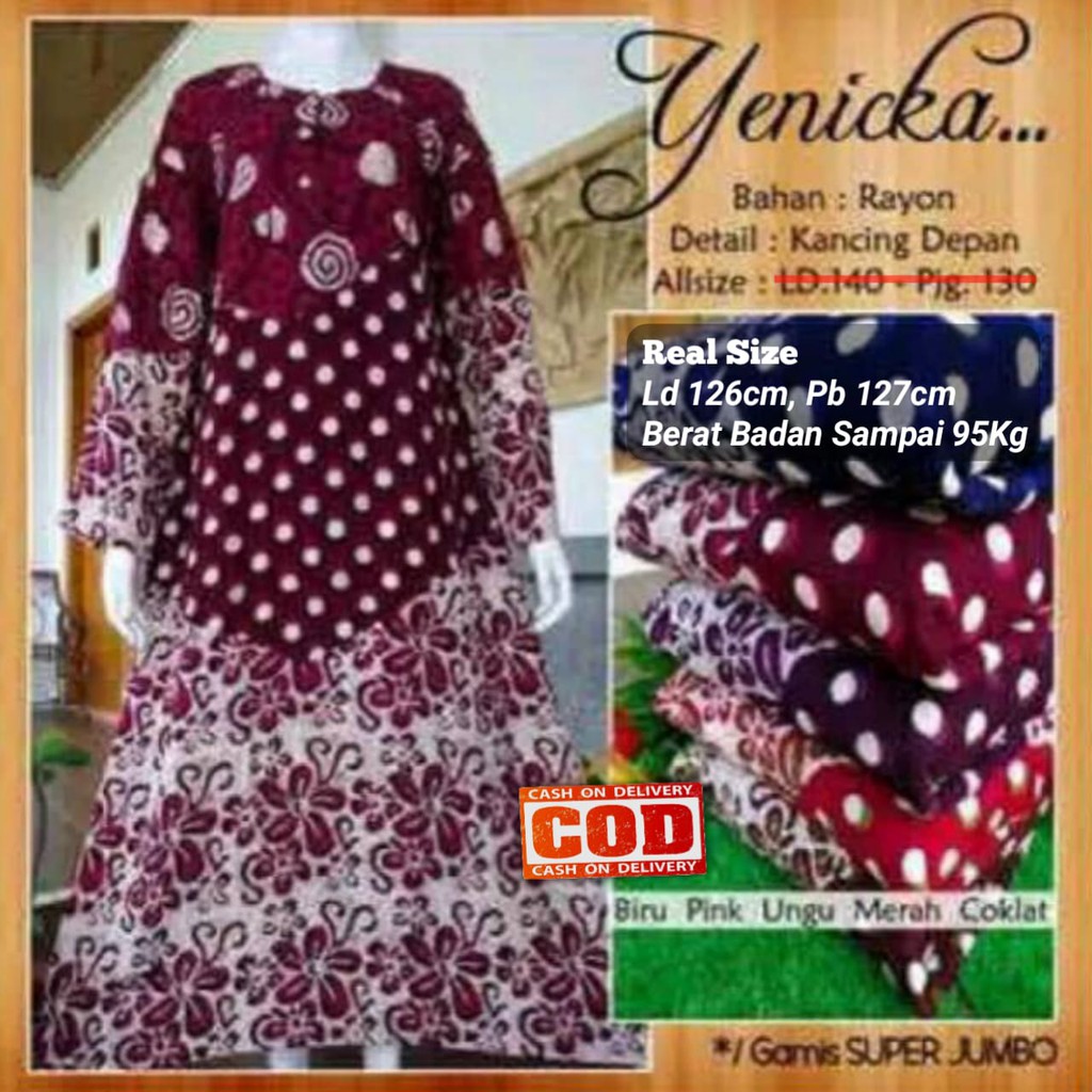 Long dres Super Jumbo Lengan Panjang  Murah - Longdres Jumbo Yenicka - Long dress Jumbo Kode: CA-063
