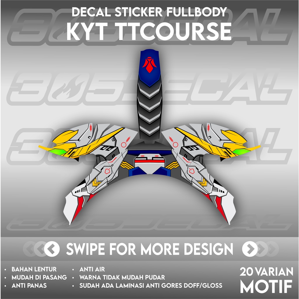 Sticker decal helm KYT TTCOURSE TTC TTCOURSE GUNDAM BARBATOS LUPUS decal helm decal sticker