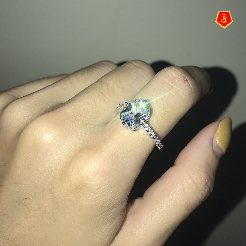 [Ready Stock]Elegant 18K Platinum Moissanite Square Diamond Ring