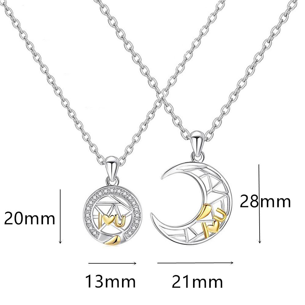 Solighter Moon Sun Necklace Hadiah Kalung Klavikula Wanita Pria Anti Karat