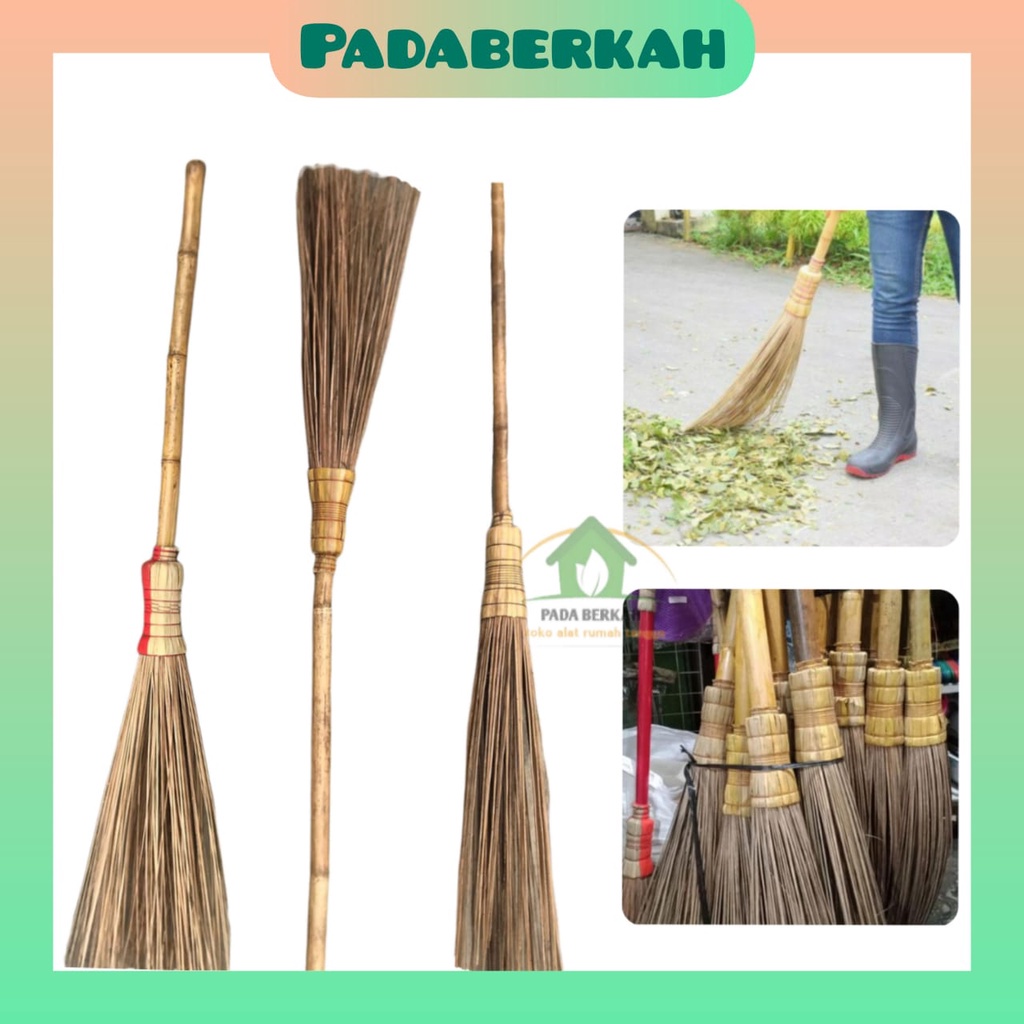 Sapu Lidi Gagang Panjang Halaman/ Sapu Lidi Taman Gagang Bambu/ Sapu Lidi Taman Besar/ Sapu Lidi