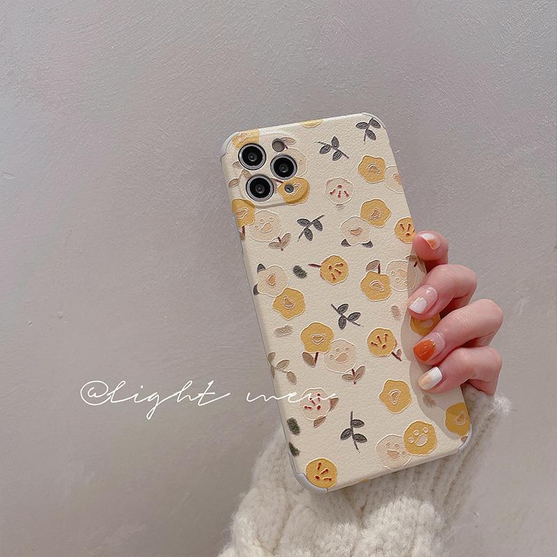 Sheepskin Design Yellow Flower Pattern IPhone Case IPhone 7 8 Plus X Xs Xr XsMax 11 11Pro 11promax 12 12Pro 12ProMax Soft Case Xhh4