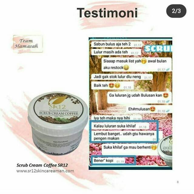 Scrub Cream Coffee SR12 Lulur Kopi Perontok Daki Body Scrub Atasi Stretch Mark Menghilangkan Selulit