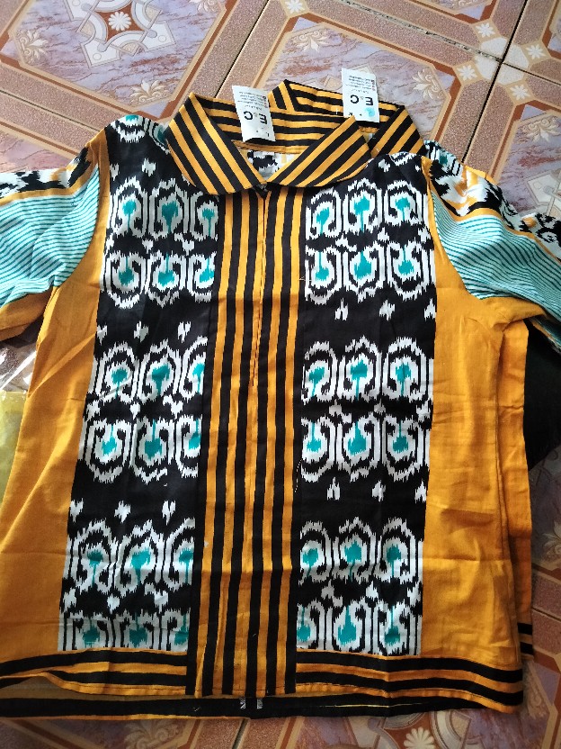 Atasan Batik Wanita Motif Tenun Songket Ceria - Blouse Batik Wanita Modern - S M L Xl Xxl 3l 4l 5l
