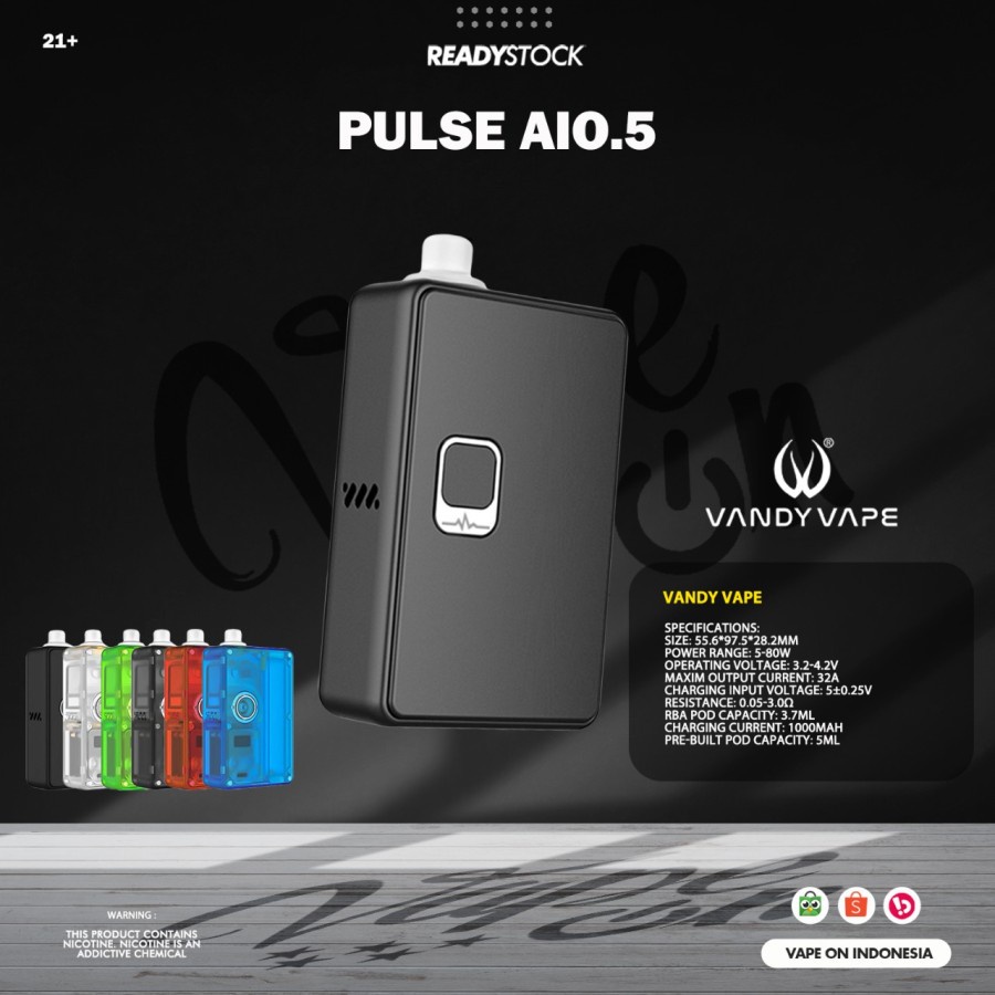 READY STOCK PULSE AIO.5 KIT AUTHENTIC BY VANDY VAPE