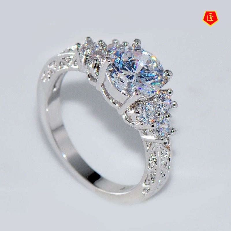 [Ready Stock]Zircon European and American Engagement Ring High-End