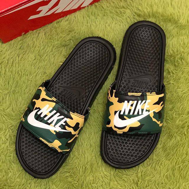 yellow nike tanjun sandals