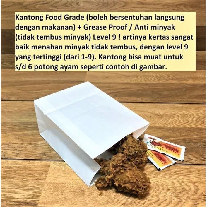 

PB 100pcs Paperbag SOS Kantong Kertas putih 19x13x7 cm anti minyak