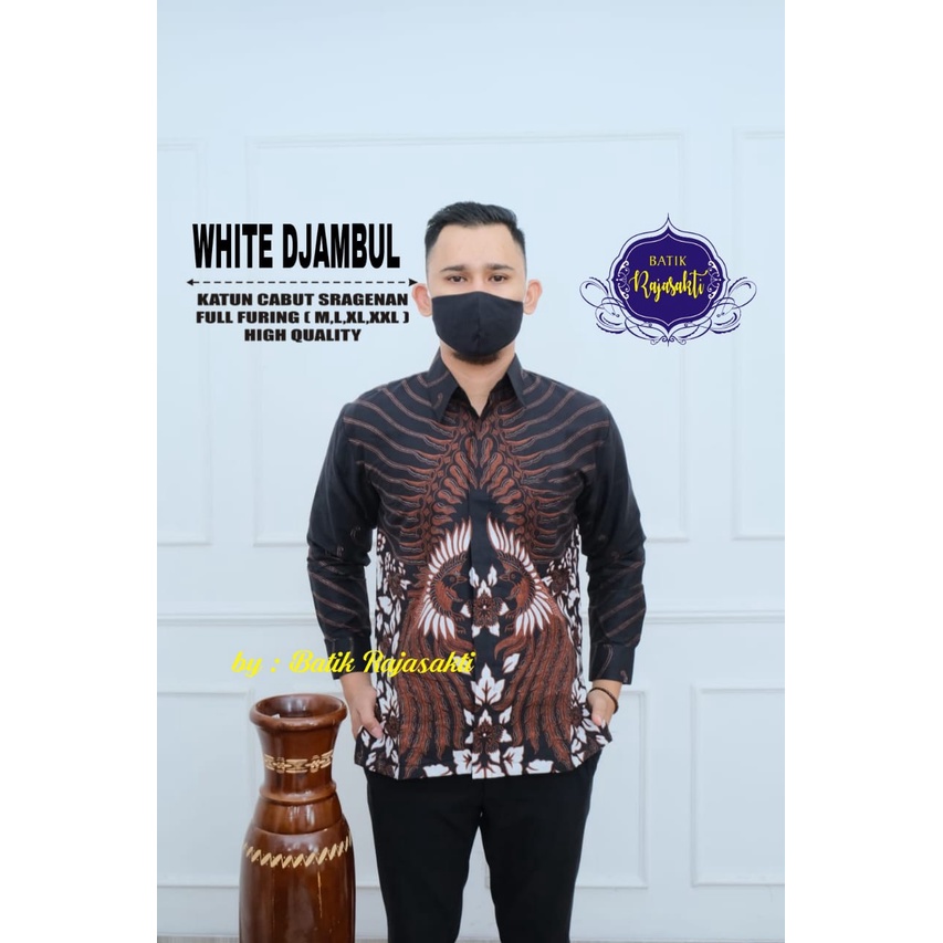 WHITE DJAMBUL RAJASAKTI BATIKSOLOAMANAH KEMEJA BAJU BATIK PRIA SOLO LENGAN PANJANG PENDEK LAPIS FURING ATASAN BATIK PREMIUM MODERN KATUN HALUS GALING INDAH GALING MERAH BURUNG BERSUA GALING MEWAH GANDRAWATI GANJAR BORNEO GARUDA ABSTRAK GATOTKACA  GIANDRA