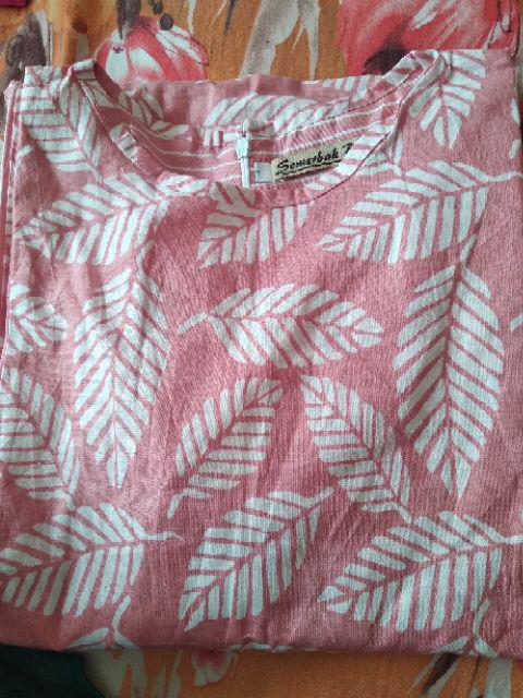Tunik Soft Daun Salur 2 Atasan Baju Batik Wanita