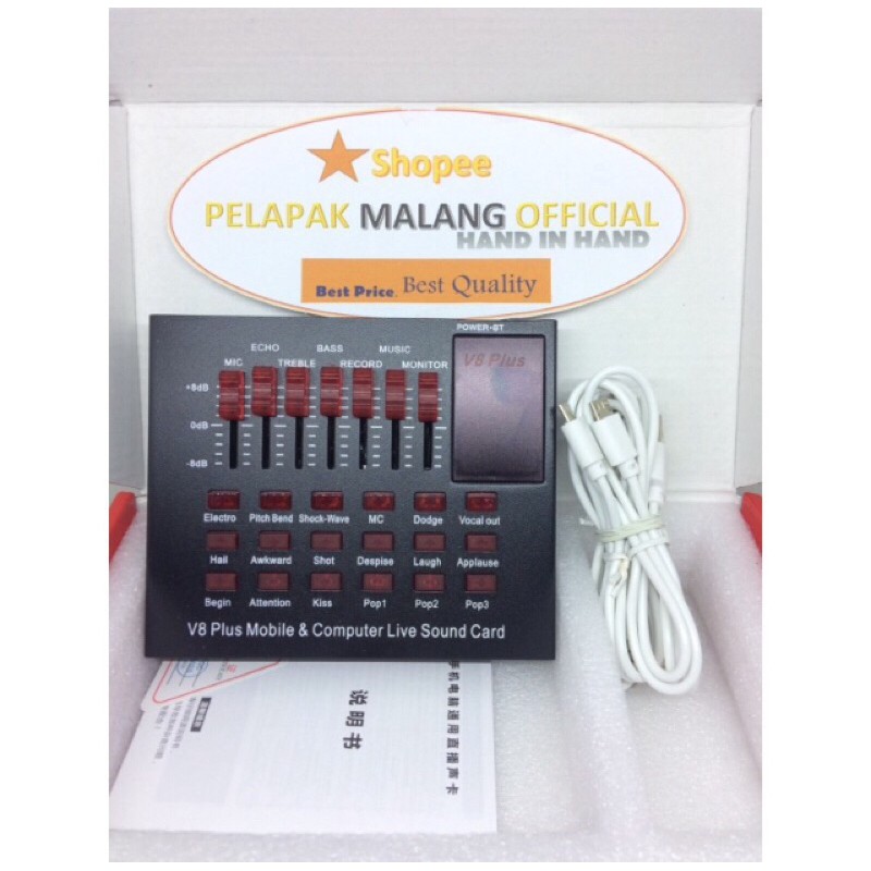 Soundcard Bluetooth live mixer broadcast audio USB External Sound card V8 Plus