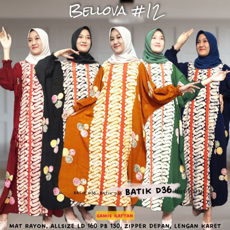 Gamis Wanita Muslim Model Parang Bellova #12 Cap Colet Elegen Santai