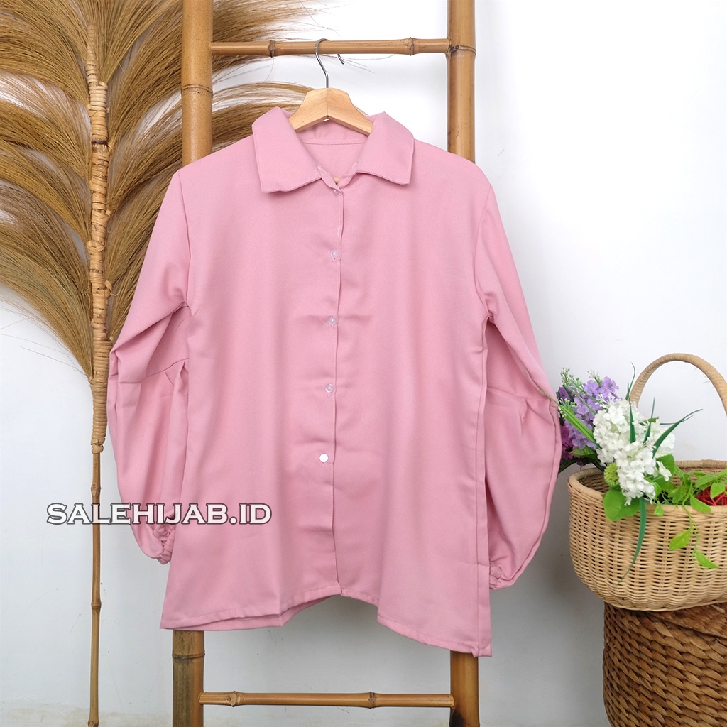 Baleri Blouse Balon / Luci Lucia Blouse Lengan Balon / Atasan Wanita Puffy Blouse Korean Style || BLUS CILA CILLA PUFFY LUNA-CILA DUSTYPINK