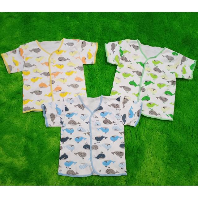 3 Baju Bayi SNI Tangan Pendek Atasan Newborn Kancing Depan Saffenda WD-3