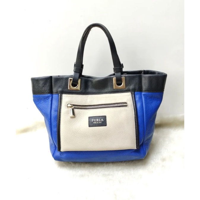 FURLA ORIGINAL TOTE BAG 3TONE KULIT ASLI, PRELOVED FURLA,  PRELOVES TOTE FURLA, PRELOVED TOTE KULIT