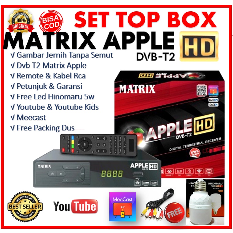 Set Top Box Matrix Apple Full Hd DVB T2 &amp; C STB Matrix STB Digital Setopbox Matrix Receiver Matrix