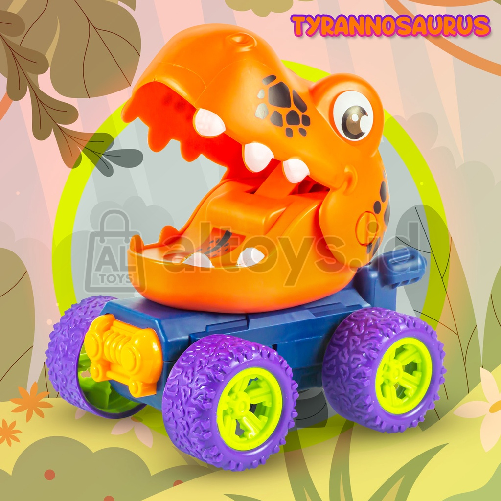 Mainan Mobil Dinosaurus Berjalan Cars Series Press Pull Triceratop / Stegossaurus / Tyrannosaurus YI33