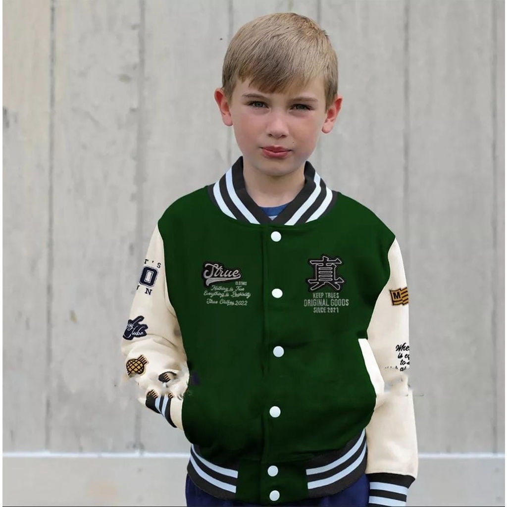 Jaker Varsity Original Anak - Jaket Bomber Varsity Original Anak - Jaket Baseball Varsity Original Distro Anak Usia 6-10 Tahun Unisex