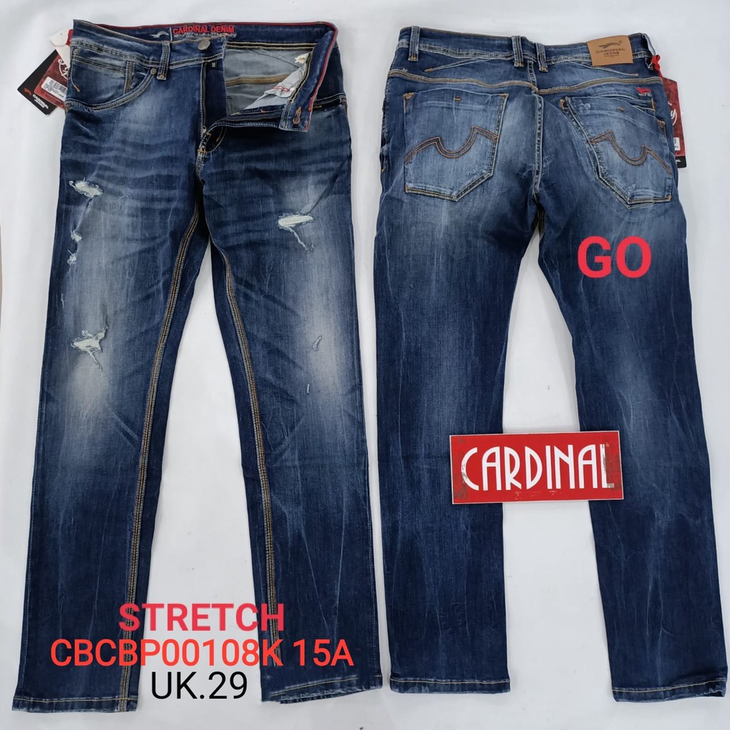 gof 29 CARDINAL CBCBP Celana Panjang Jeans Pria Pencil Stretch Slimfit Super Skinny Sobek Bermuda