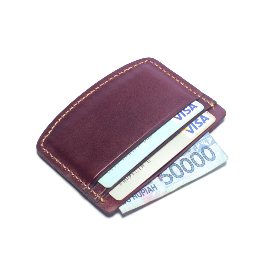 dompet kartu kulit asli card wallet - slim wallet warna marun PHWL852