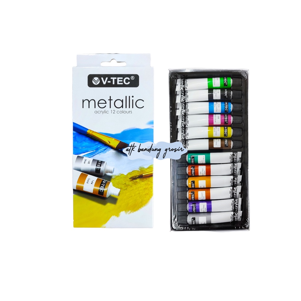

Cat Akrilik Metalik V-TEC ACRYLIC METALLIC MA-612 6 ML 12 WARNA METAL