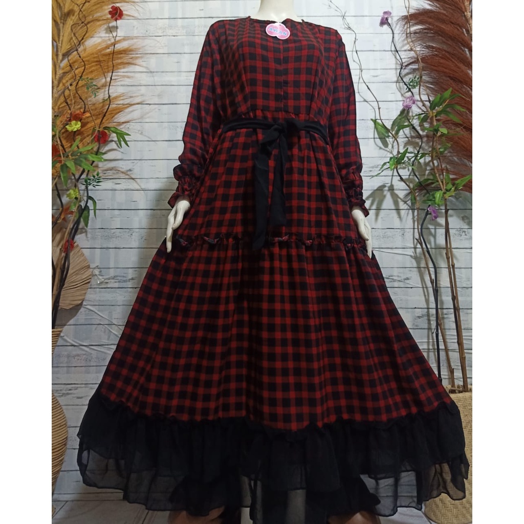 LANGSUNG KIRIM KOTAK  REMPEL KELILING  GAMIS MONALISA REMPEL CERUTY/BUSUI/TALI PINGGANG