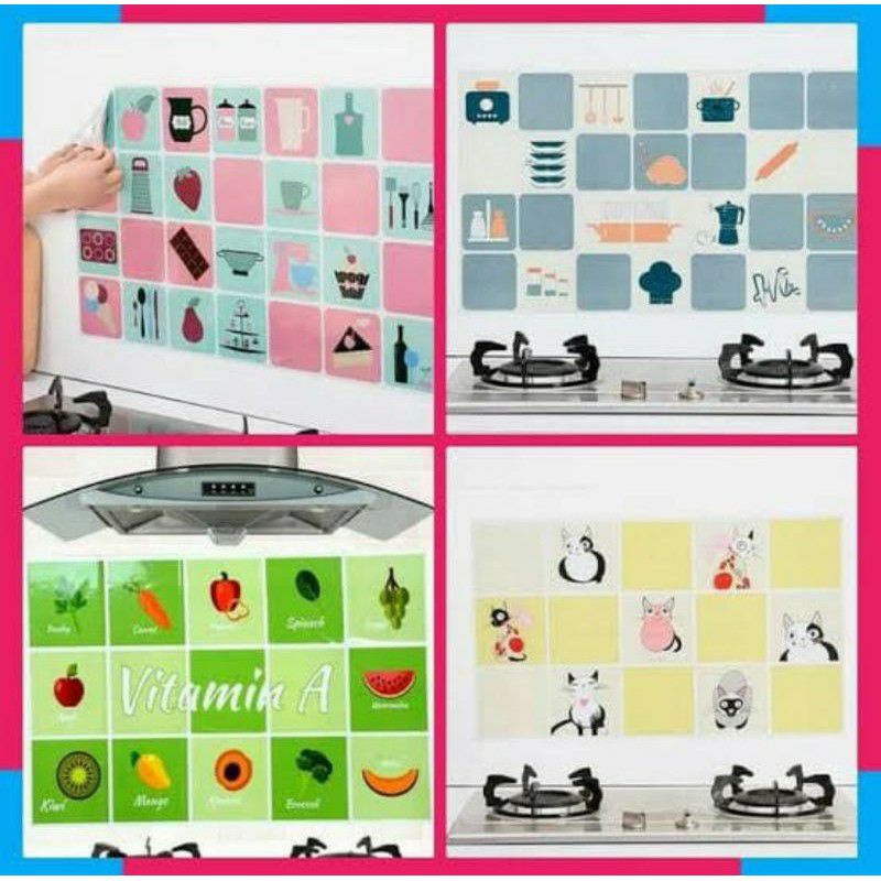 WALLPAPER DINDING STICKER DAPUR ANTI MINYAK TAHAN PANAS BAHAN ALUMINIUM FOIL