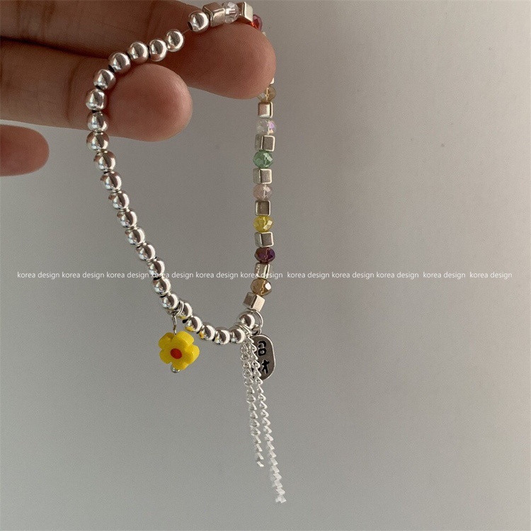 Gelang Manik-Manik Bunga Warna Kuning